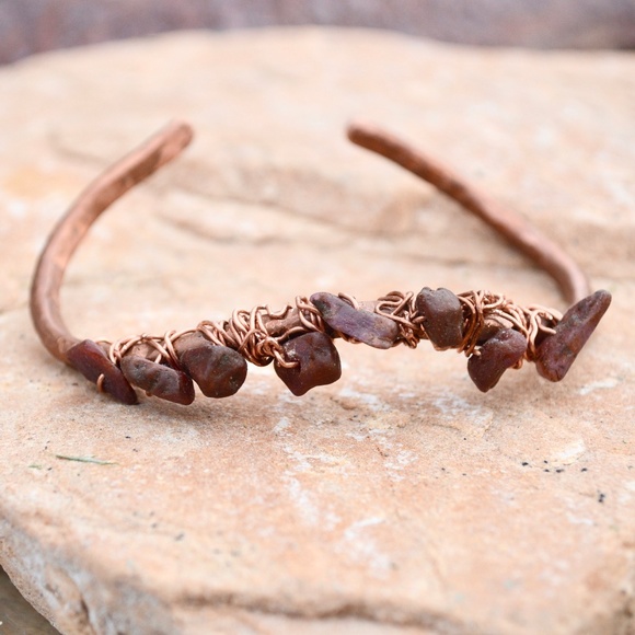 Natural Ruby Rubies Copper Bracelet Wire Wrapped - Picture 4 of 5